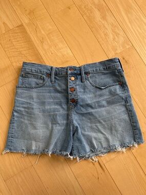Madewell Light Blue Button-Front Denim Shorts